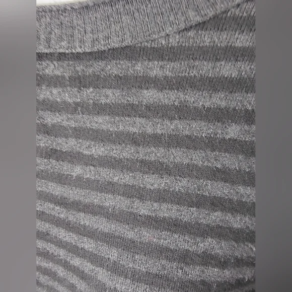 Eileen Fisher Petite Long Sleeve Black & Grey Stripe Sweater Oversized XS Soft